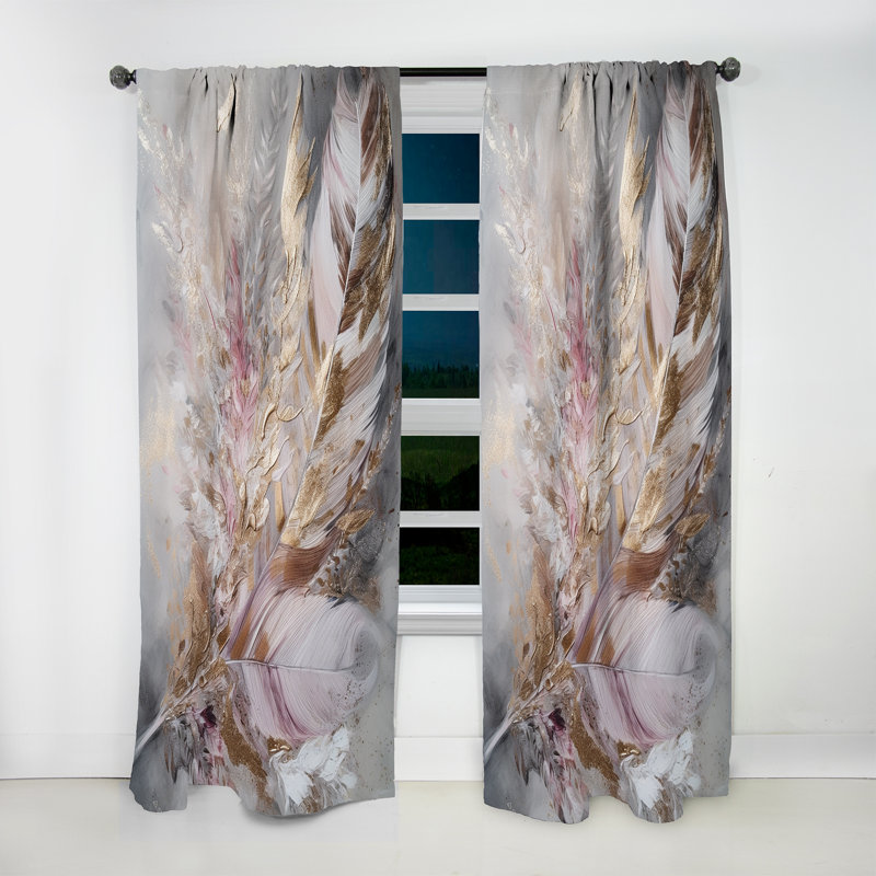 Plumes roses Boho Majesty I - Rideau moderne - Velours obscurcissant - 1 panneau, L 52 po x L 63 po