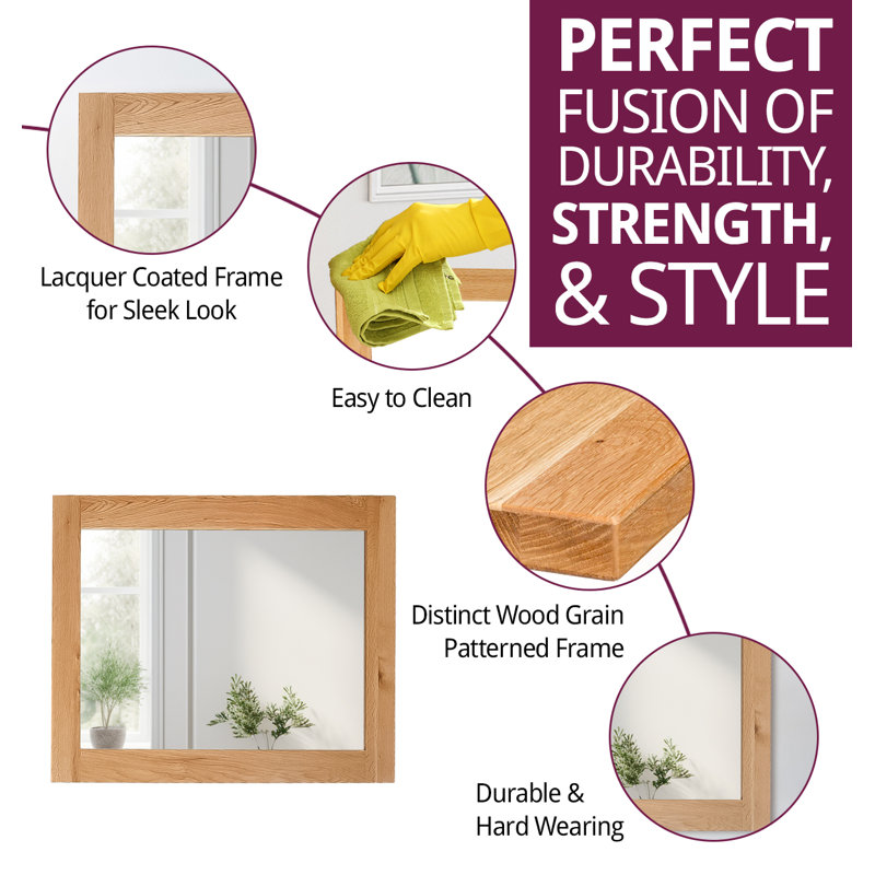 Frazier Solid Wood Rectangle Mirror, 93cm H x 68cm W x 2cm D