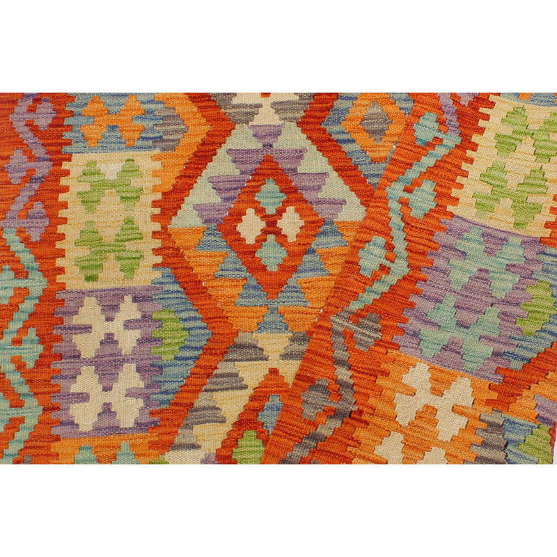 Tapis rouille / bleu en laine noué à la main à la main 3 pi 5 po x 4 pi 11 po Cedorah