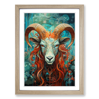 Capricorn Zodiac Hard Edge Painting - Single Picture Frame Print on Wood