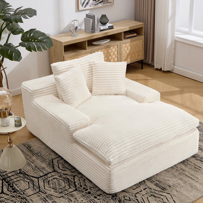 No-assembly Convertible Faux Fur Floor Chaise Lounge by Ebern Designs