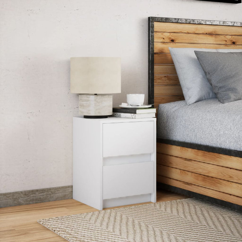 Danjela 38cm W Manufactured Wood Bedside Table, Set of 2, White