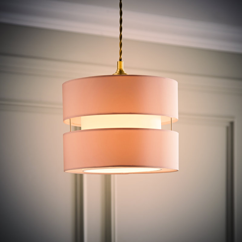 Blended Fabric Drum Pendant Shade, 19cm H x 26cm W x 26cm D, Pink