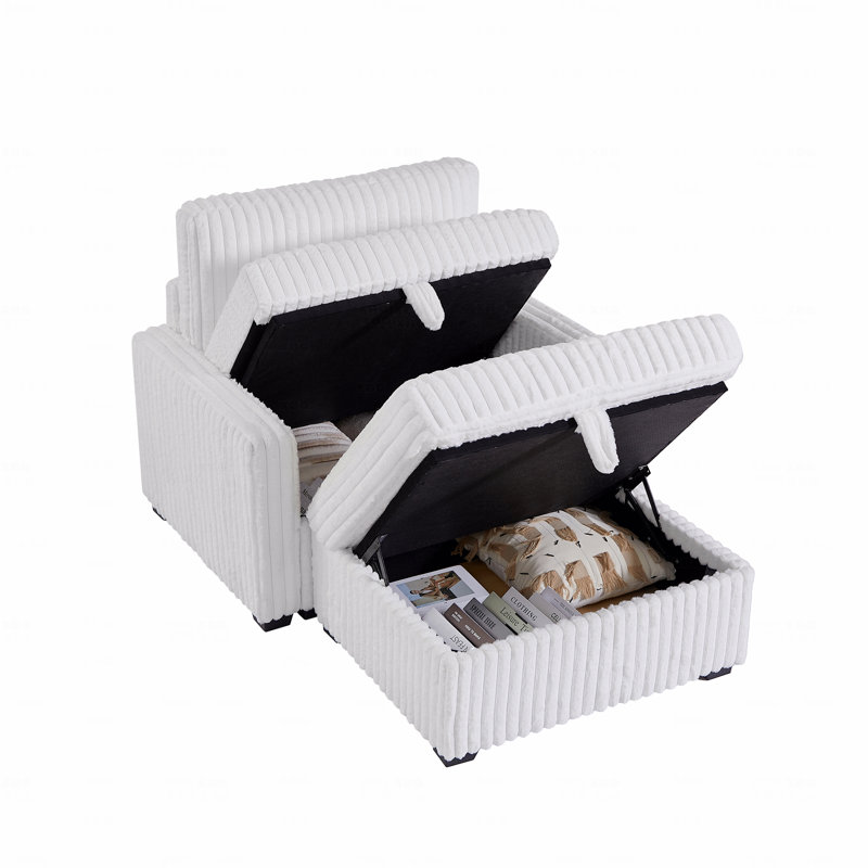 Repose-pieds carré capitonné surdimensionné avec boîte de rangement
