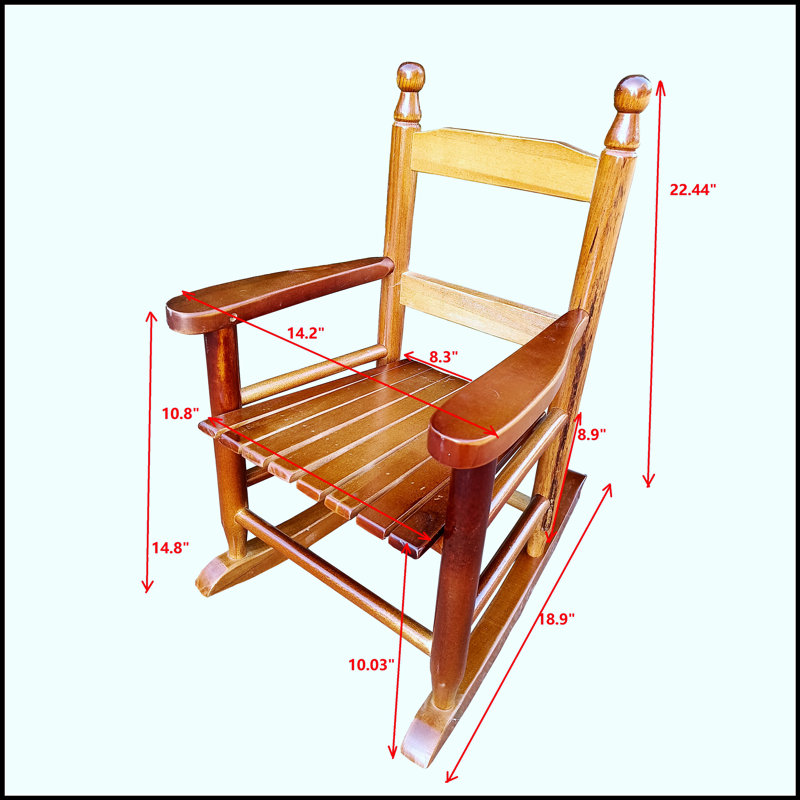 Chaise berçante d'intérieur ou d'extérieur en bois franc massif pour enfants, sécuritaire et durable, parfaite pour grandir
