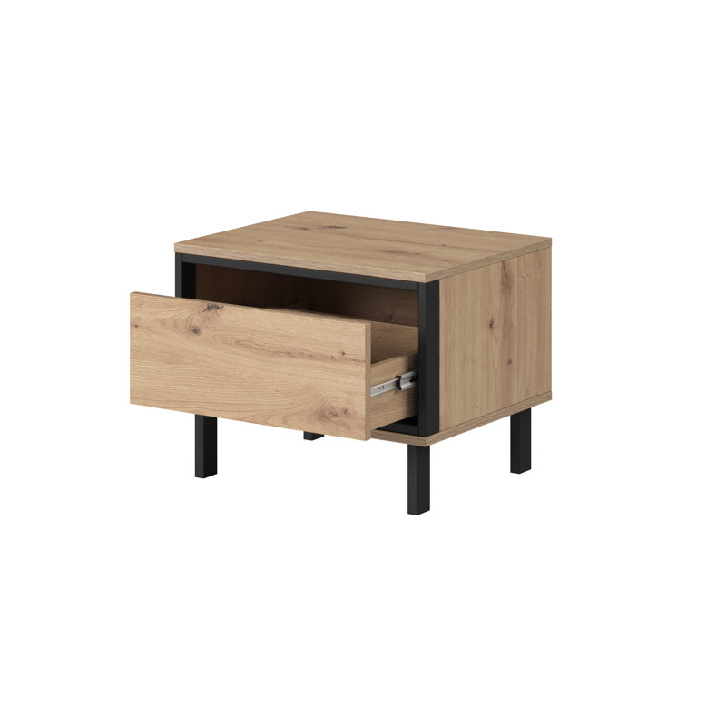 Glausen 51.7cm W Plywood / Laminate Board Bedside Table