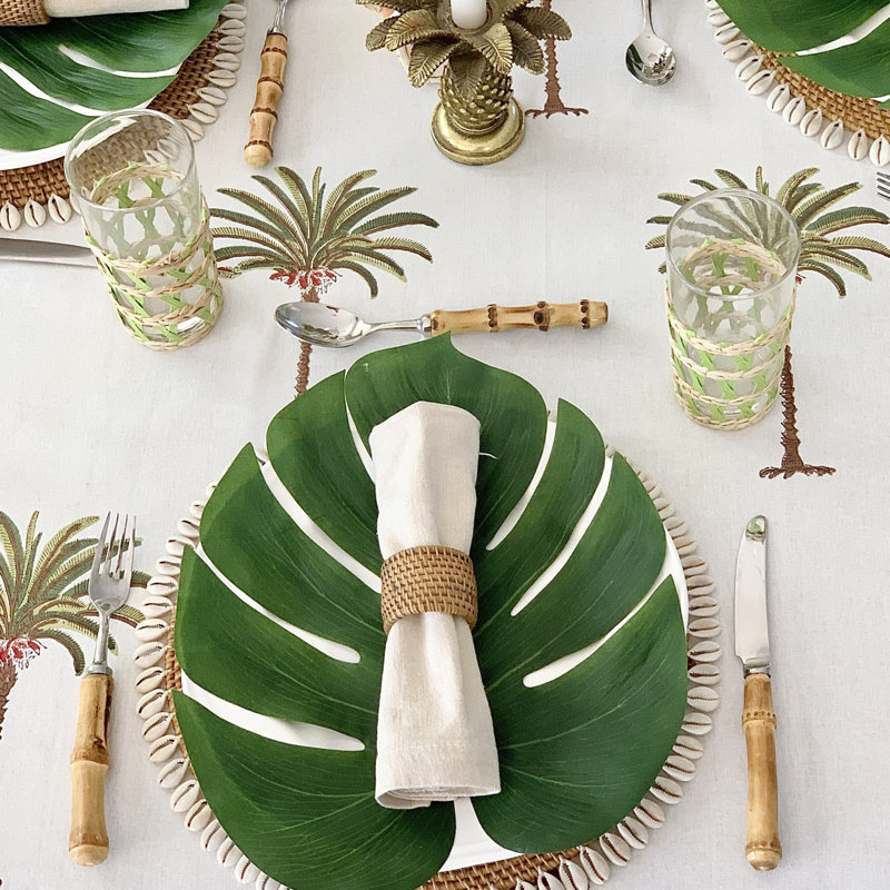 Nappe ronde - Palmier tropical vert, Rond 90 po