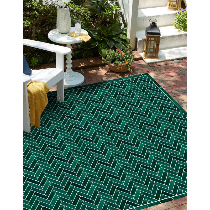 Rethia Geometric Vinyl Machine Printed Area Rug, Rectangle 200 x 300cm
