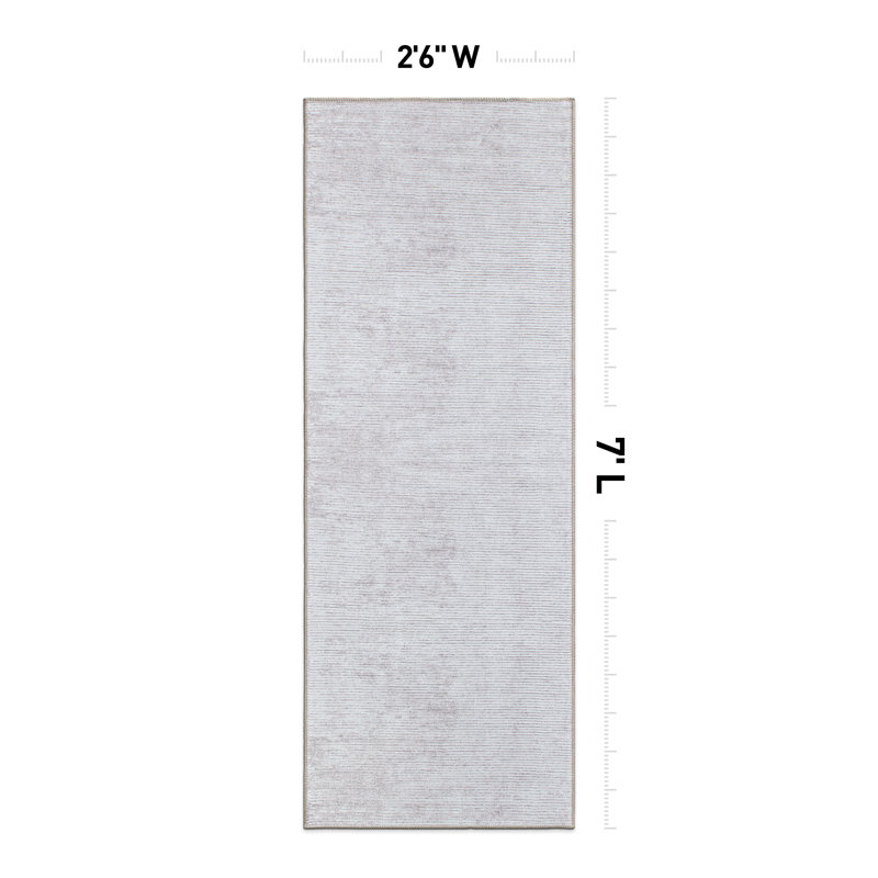 Cinderford Machine Washable Stripe Flatweave Performance Ivory/Grey Area Rug, Runner 2'6" x 7'