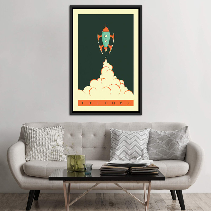 Explorez II, art encadré pour enfants, H 60 po x l 40po x P 1,5 po, Toile avec cadre noir