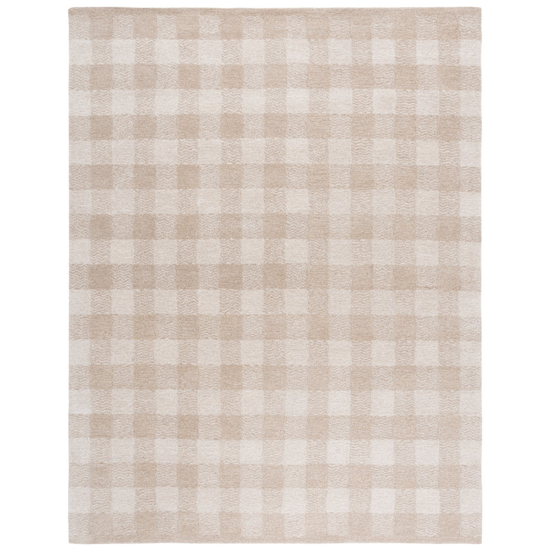 Tapis beige / ivoire en laine / coton / fibre touffeté à la main Faust, Rectangle 8 pi x 10 pi