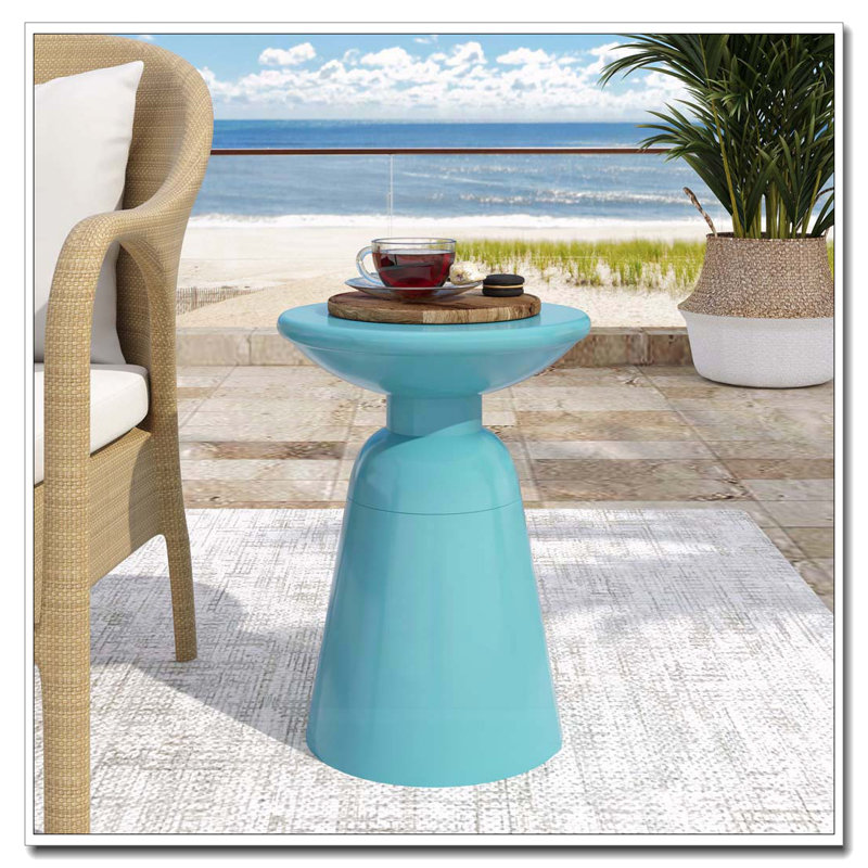 Outdoor Metal End Table, Teal