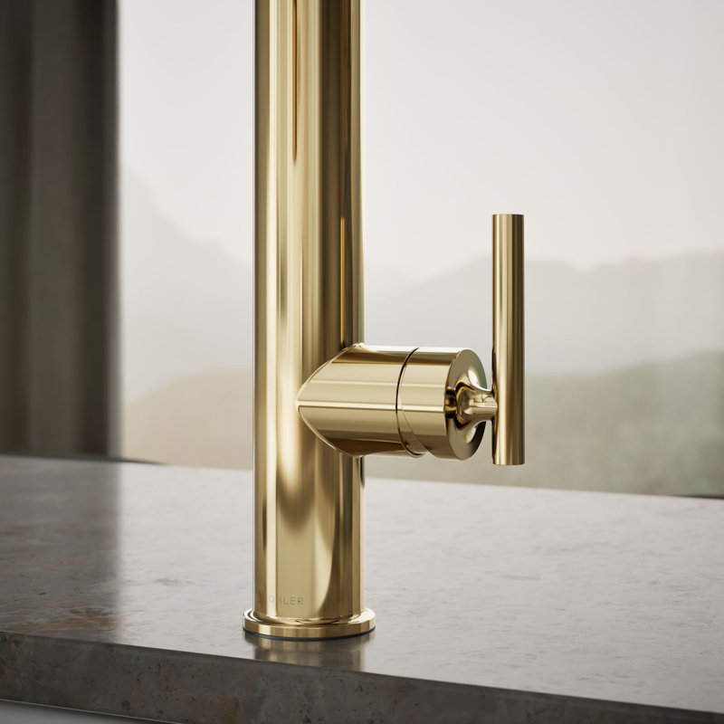 Purist® Pull Down Single Handle Kitchen Faucet, French Gold