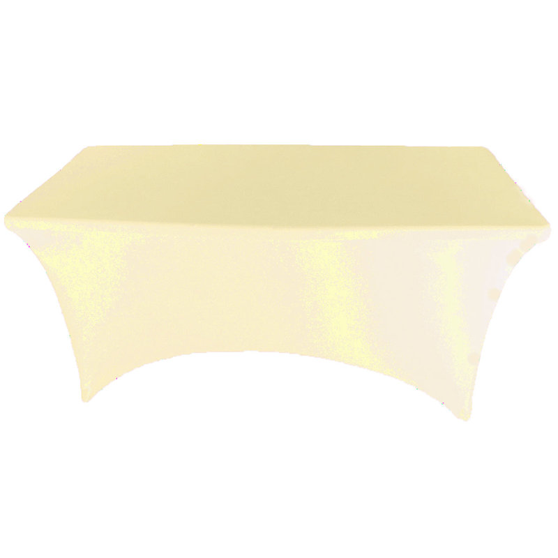 4Ft, 6Ft, 8Ft Spandex Tablecloth Fitted Stretch Rectangular Table Cover For Dining Wedding Party, Ivory, 72" x 30"