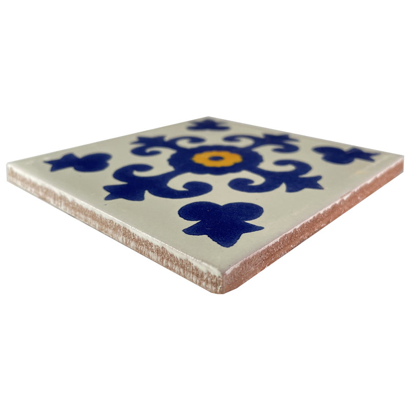 4.2" x 4.2" 9pcs TalaMex Talavera Mexican Clay Tile Handmade Talavera Backsplash Mosaic