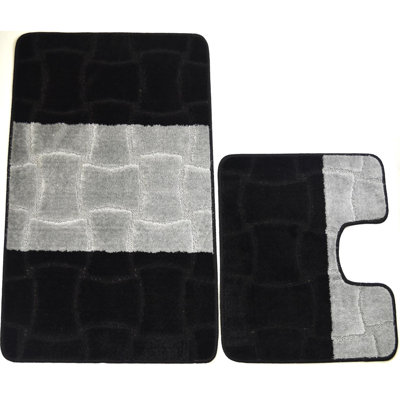 Ensemble de tapis de bain rayé 2 pièces Ecequiel