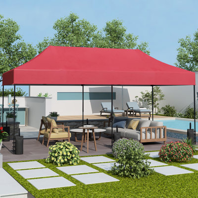 20 Ft. W X 10 Ft. D Steel Pop-Up Canopy With Weights
