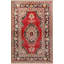 Beige-Red Themed Traditional Motif Floral Patterned Vintage Decorative Rug-1312911571