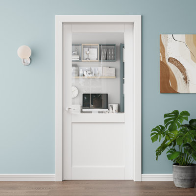 Porte pleine de 36 x 80 pouces, vitrage clair, demi-vitrage avec panneau plein, apprêté, porte de garde-manger, porte de chambre, porte de chambre, porte de placard