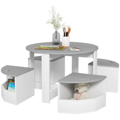 Isabelle & Max™ Kids Table And Chair Set, 5 Piece Toddler Table And 4 Chair Set With Storage, Activity Table For Art, Craft, Reading, For Classroom, Kids Room, Daycare