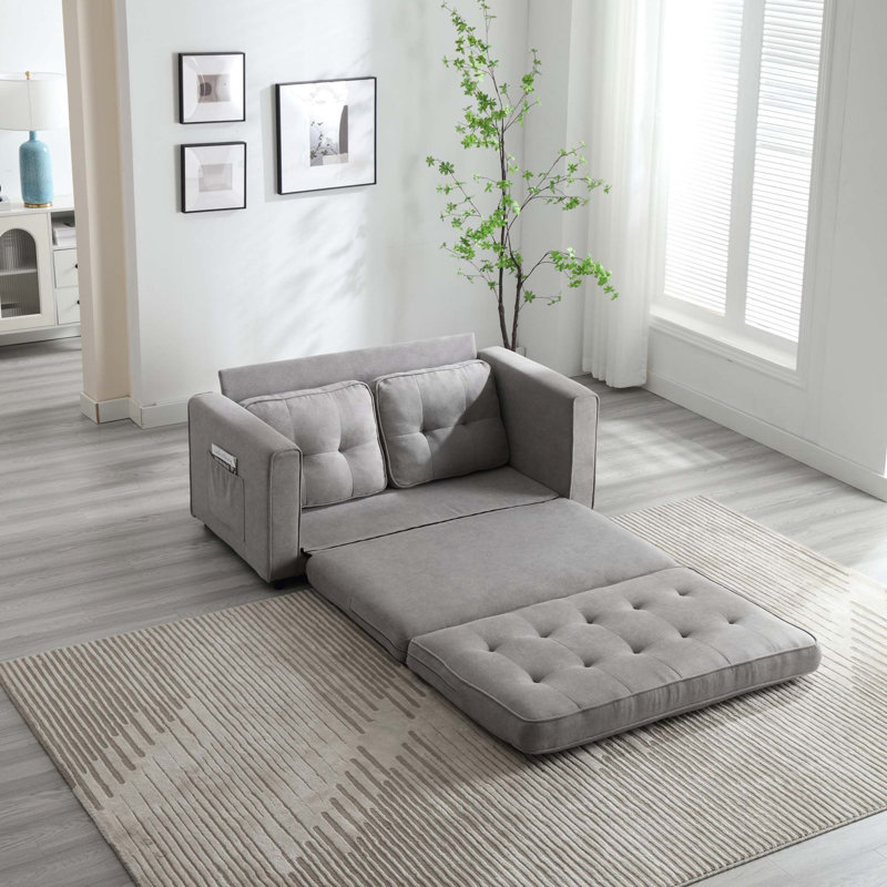 Ilionora 55'' Velvet Sofa, Light Gray