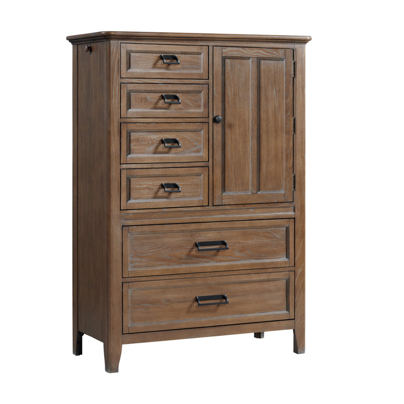 Commode combinée en bois massif à 6 tiroirs 42 po Kinneth