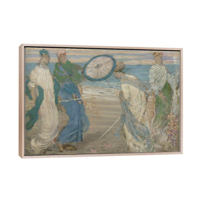 Symphonie en bleu et rose - reproduction d'art murale - toile encadrée