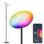 176cm Powder Coated Black LED Torchiere Floor Lamp with Smart Control and Outlet-348839472