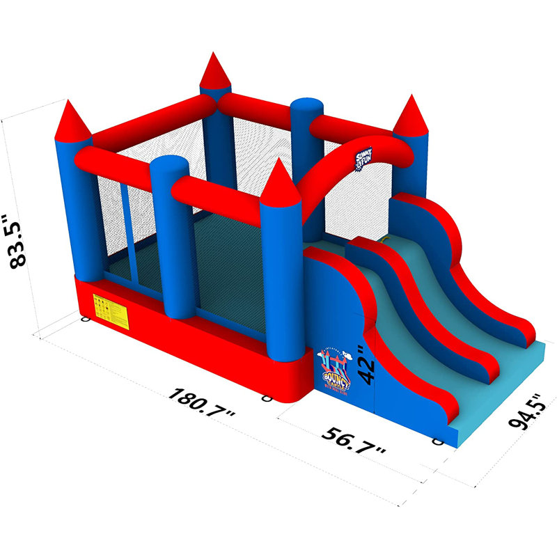 Sunny & Fun Blue and Red Inflatable Bouncy Castle with Dual Slide