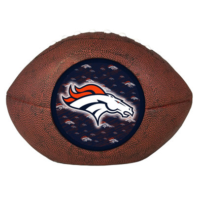 Décoration de ballon de football américain NFL Denver Broncos en résine avec logo 3D DEL | 26,7 cm