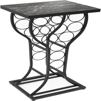 Swart Freestanding Wine Rack Stand Storage & Display Holder, Marble Finish Table Top that Holds 11 Bottles
