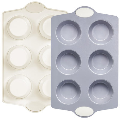 12-Cup Non Toxic Nonstick Ceramic Muffin Pan & Cupcake Tin, PFOA & PFOA Free, Heavy Duty Rust-Resistant Aluminized Steel, Oven Safe