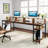 78.74" W Double Computer Desk With Monitor Stand, Two Person Desk With 4 Open Shelf-493810718