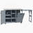 78.3" Outdoor Kitchen Island With Foldable Grill Table, Wooden Outdoor Grill Cart With Trash Can Storage & Stainless Steel Top, Outdoor Bar Cart, Pizza Oven Table For Lawn & Garden, Grey Blue-1781734037