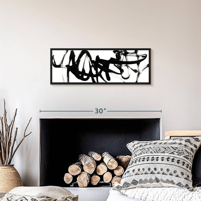 Blanc à noir Willmar V, 25 po x 9 po, Cadre flottant noir