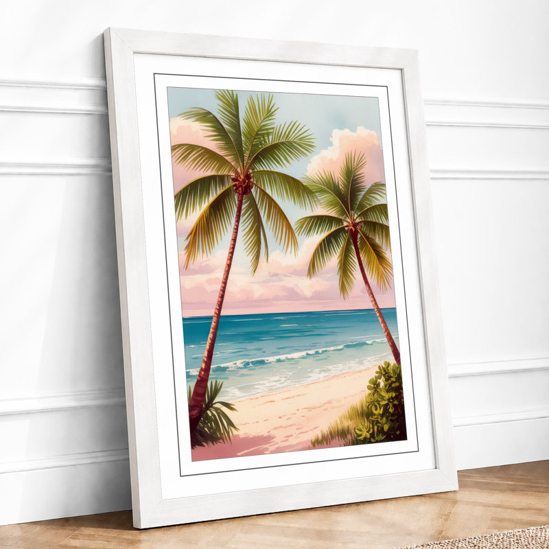 Palms at Sunset Tropical - Framed Print, A3 - 42.0 x 29.7 cm, White