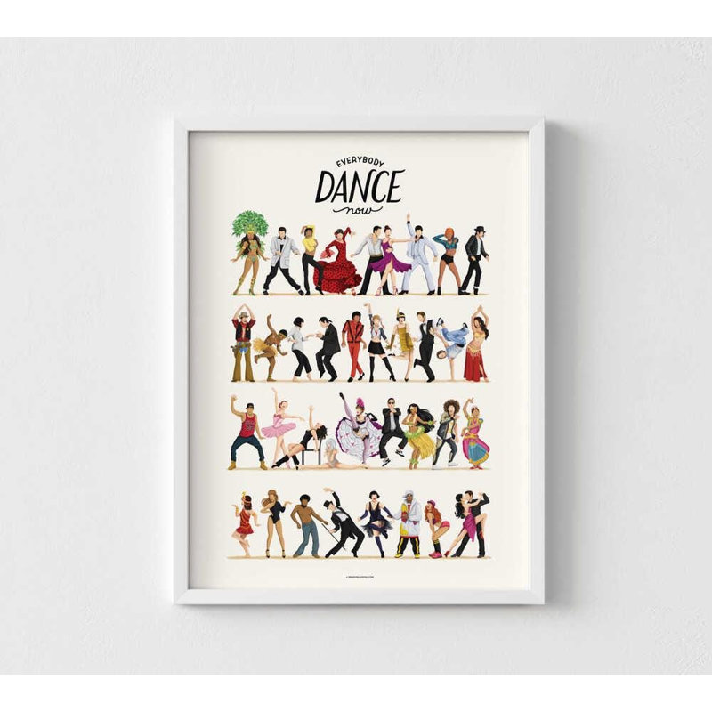 «Everybody Dance Now», reproduction d'art Pop culture colorée, H 56 po x l 42 po, Impression encadrée sans passe-partout