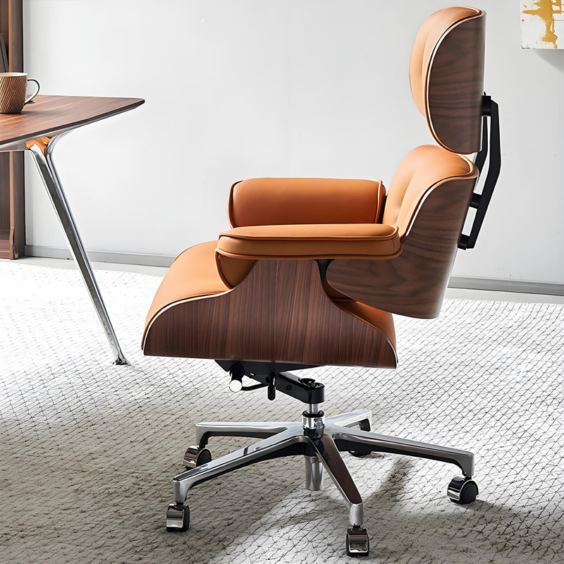 Chaise d'ordinateur pivotante en cuir