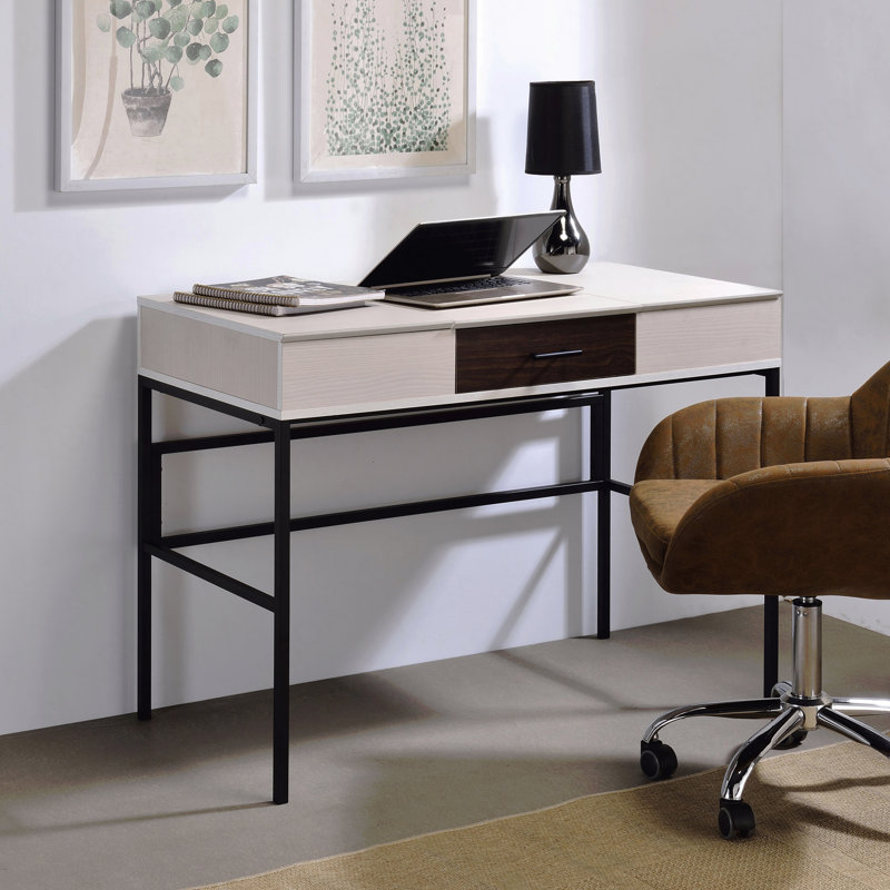 Natural & Black Finish Writing Desk W/Usb, Natural
