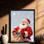 Reproduction d'art encadré noir, père Noël rétro «Happy with you»-1324893888