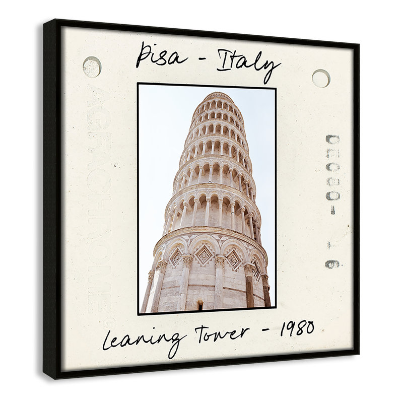 Pise, Italie - reproduction de tour penchée par Natalie Carpentieri, Toile encadrée flottante espresso