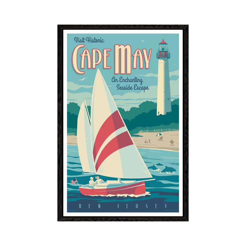 Cape May Travel by Jim Zahniser - Print on Canvas, 152.4cm H x 101.6cm W x 3.81cm D, Black Framed