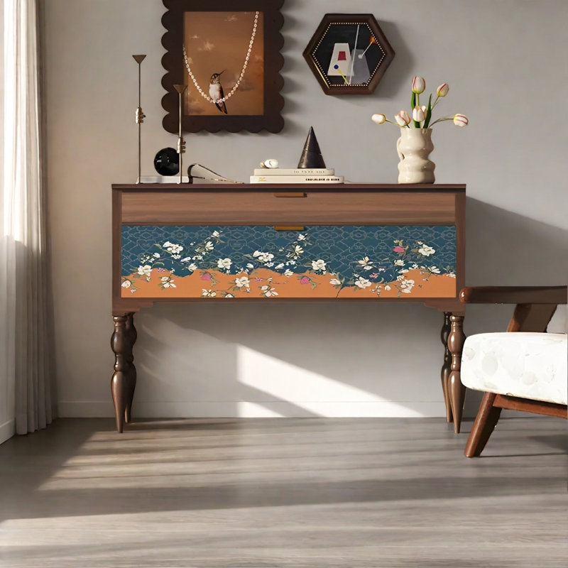 Console rétro avec tiroirs, Brun