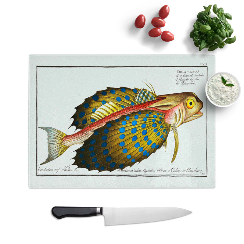 Glass Flying-Fish by M.E. Bloch Chopping Board, 39 cm W x 28.5 cm L