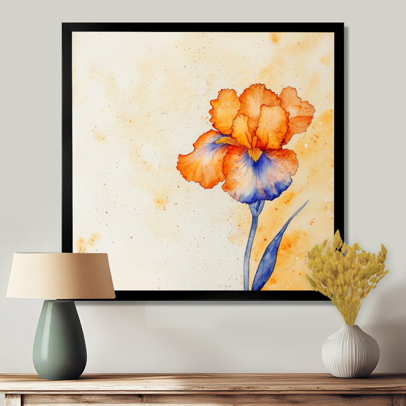 Mauve et orange, rêve éternel d'Iris I - Art mural iris, Reproduction encadrée d'une seule photo sans pass, Noir