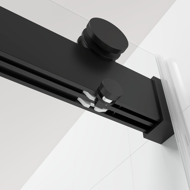 60'' Matte Black Frameless Sliding Shower Door with Clear Glass