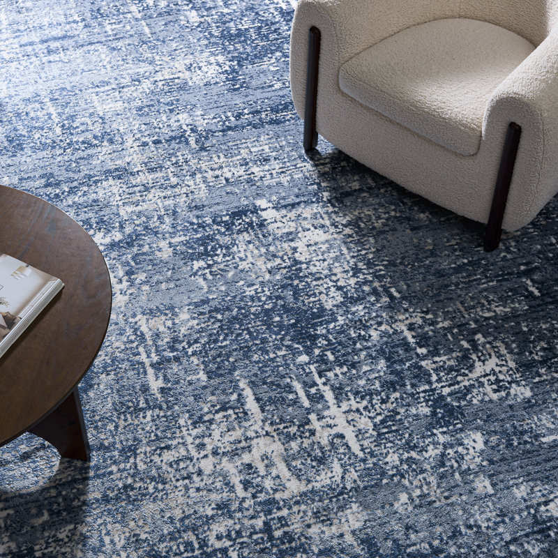 Tapis abstrait Grandview 700 Performance, Dark Blue/Ivory, Rectangulaire 8 pi x 10 pi