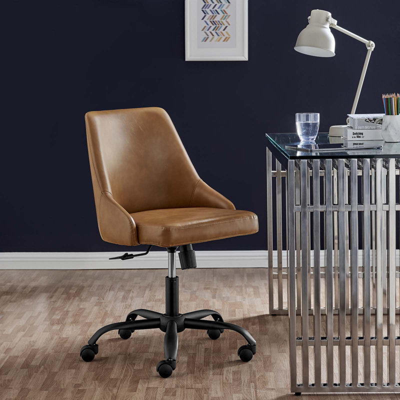 Designate Swivel Vegan Leather Office Chair, Tan
