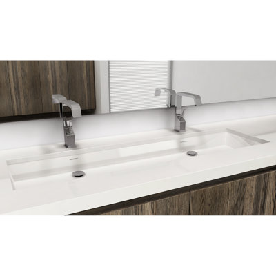 Wetstyle Cube 15'' White Stone Rectangular Bathroom Sink with Overflow