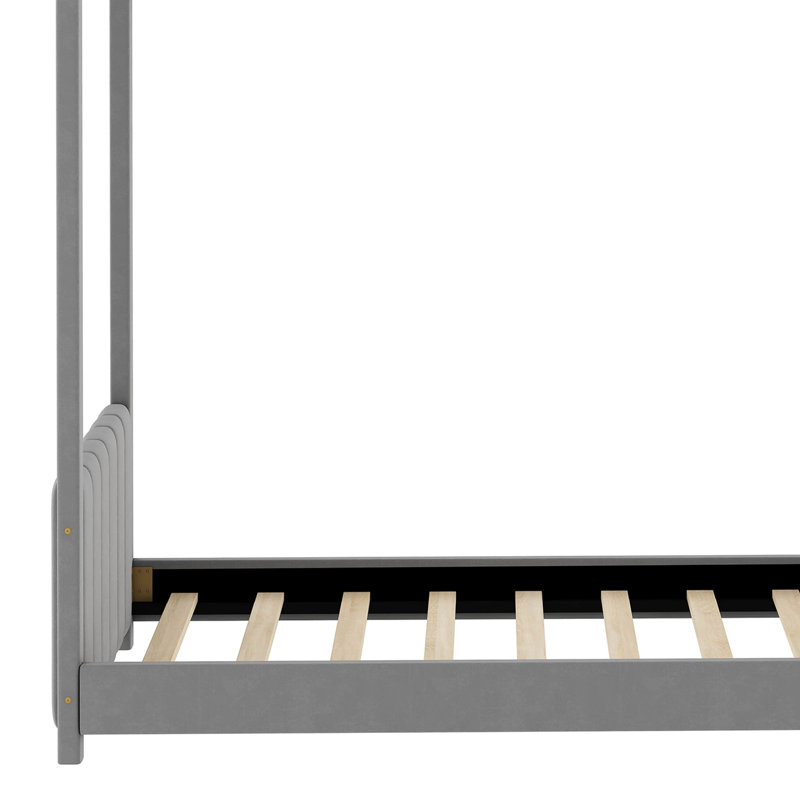 Lit en bois Searsboro, Simple, Gris